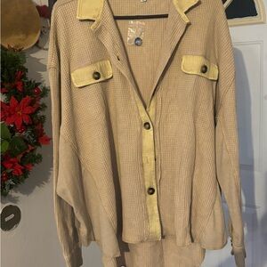 Women's Tan Button-Up Jacket